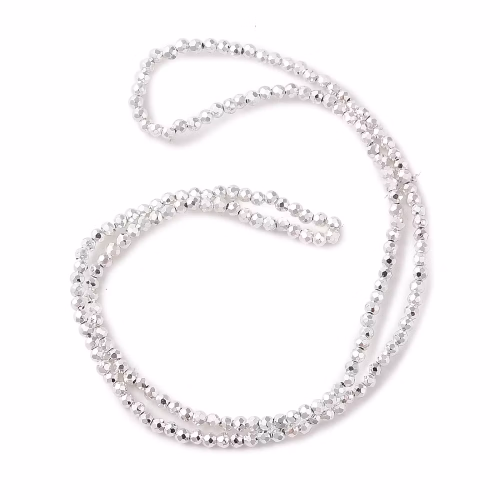 4052 Glaspärla fasett rund electro 3x2,5mm SILVER