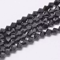 1410 Glaspärlor bicones 4mm på sträng svart