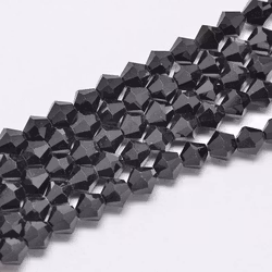1410 Glaspärlor bicones 4mm på sträng svart