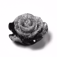 Cabochon ros med glitter svart styckvis