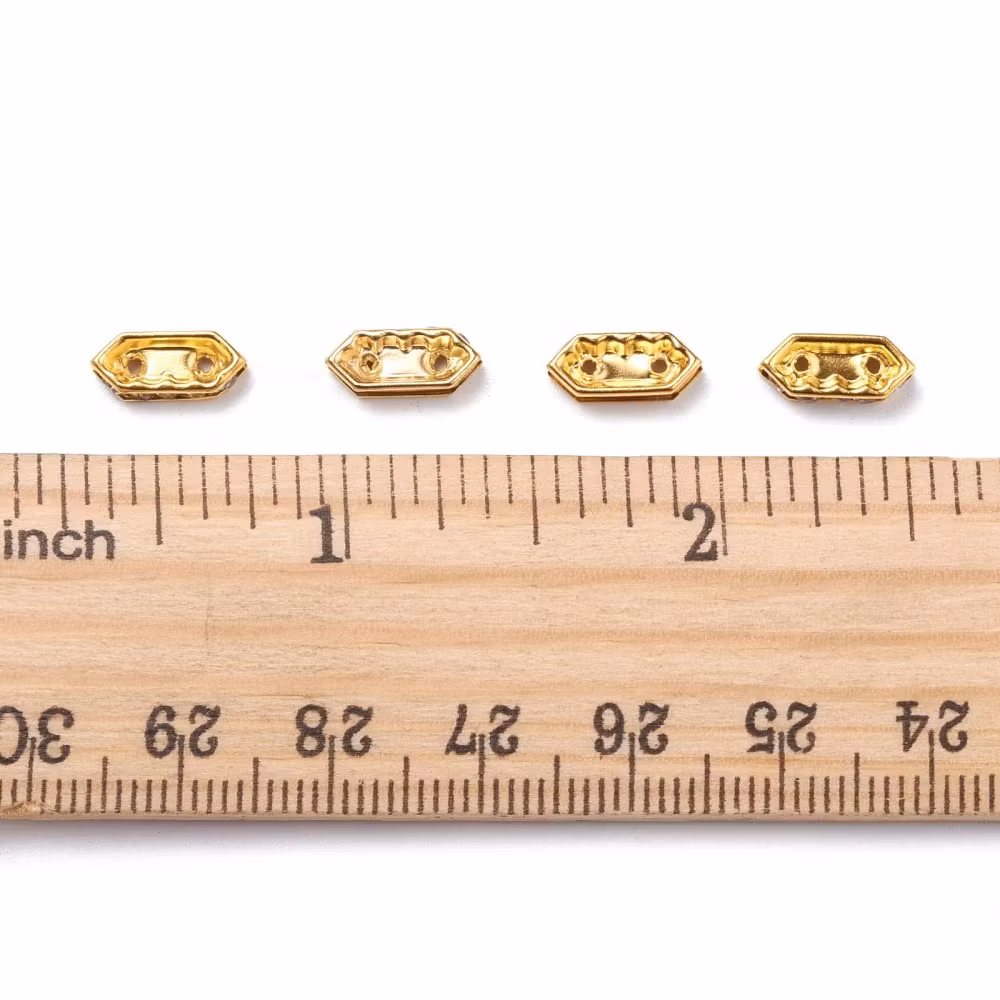 2070 Strass hexagon guld 11x4,5mm för 2 rader 10stk
