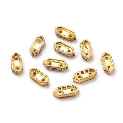 Strass hexagon guld 11x4,5mm för 2 rader 10stk