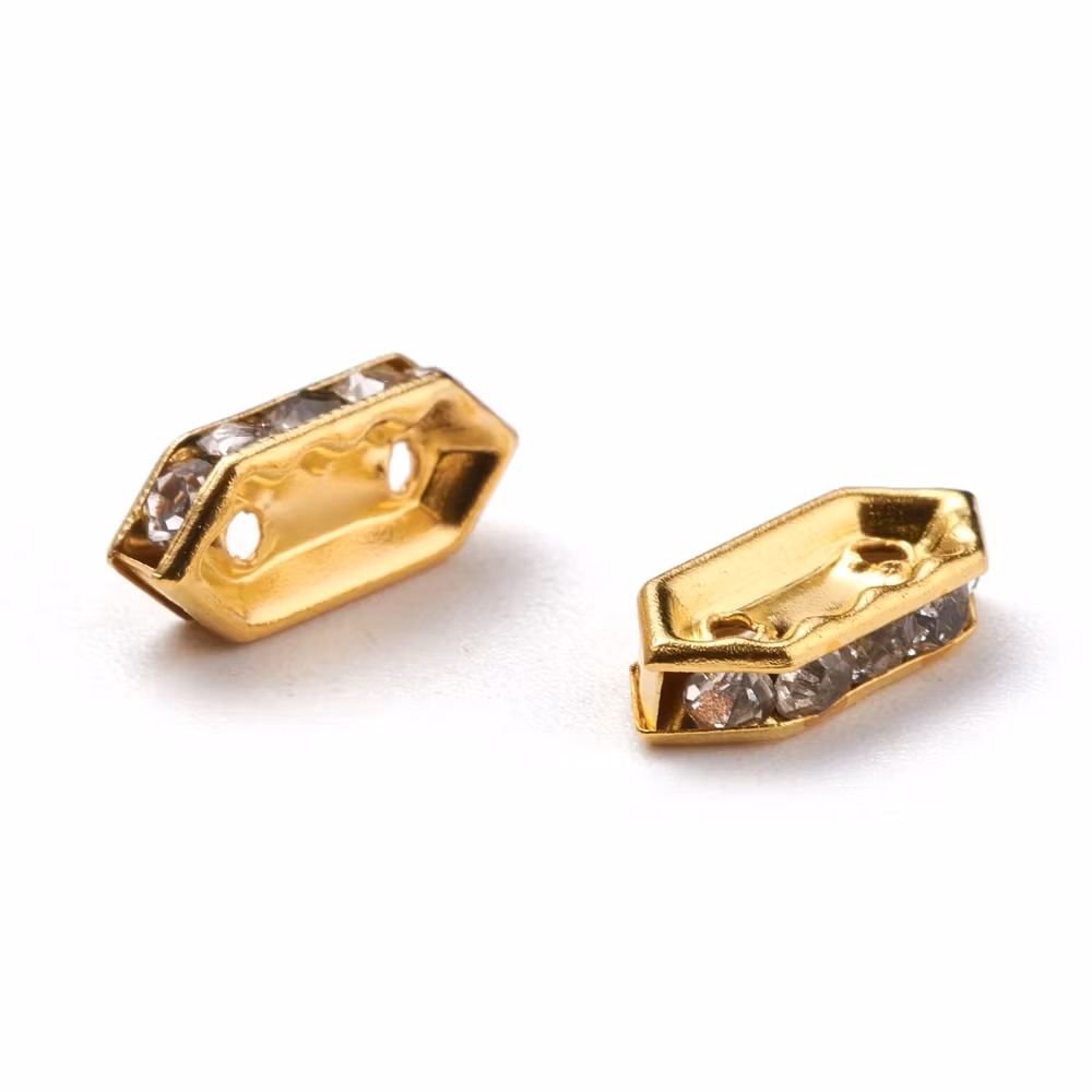 2070 Strass hexagon guld 11x4,5mm för 2 rader 10stk