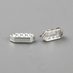 2071 Strass hexagon silver 11x4mm för 2 rader 10stk