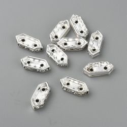 2071 Strass hexagon silver 11x4mm för 2 rader 10stk