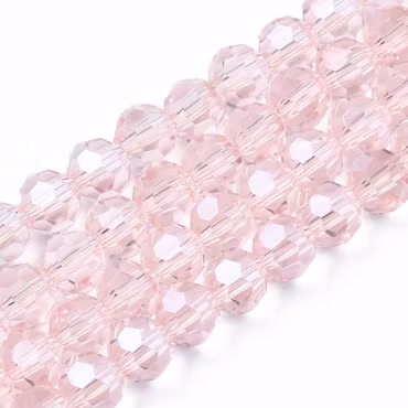 2965 Transparent rosa 4mm rund fasetterad glaspärla