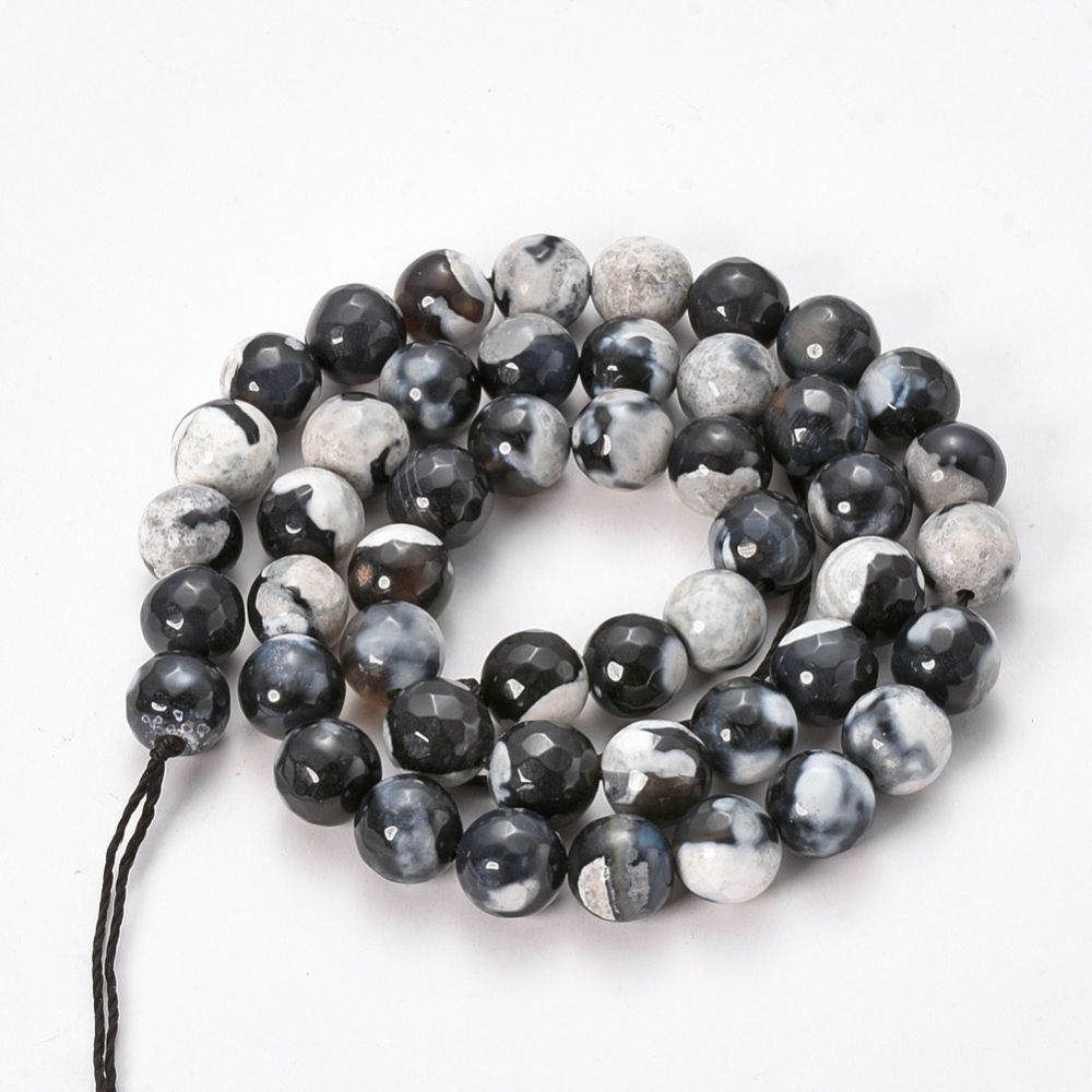 3114 Dragon vein agat 8mm creamy white