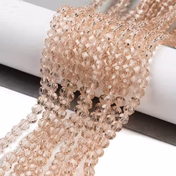 3134 Transparent 4mm rund fasetterad glaspärla burly wood