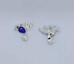 3218 Berlock fågel rhinestones blå