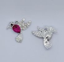3219 Berlock fågel rhinestones mörk rosa