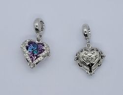 3231 Berlock 3D hjärta med rhinestone lila
