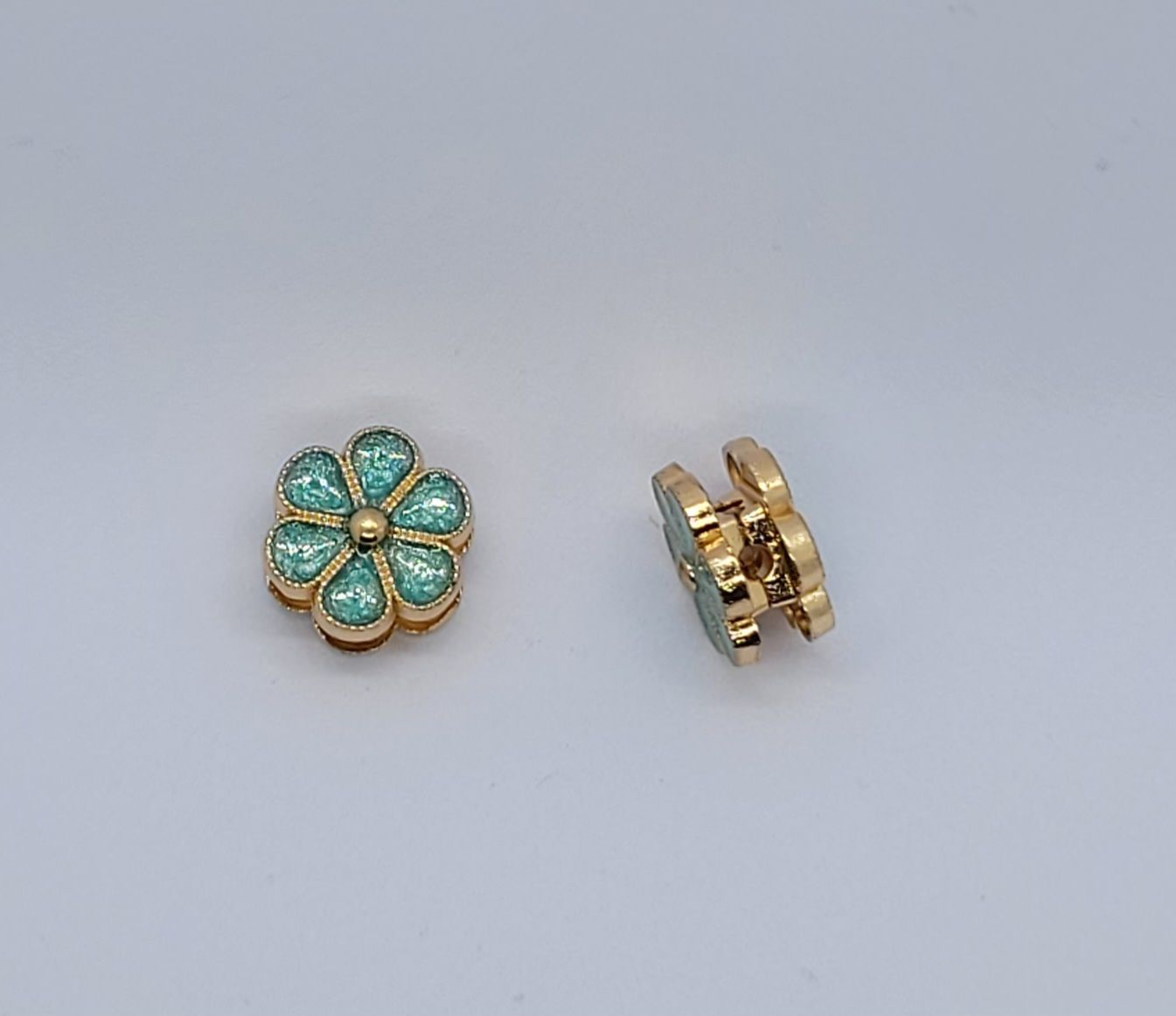 3233 pen dekoration metall  blomma dubbel mintblå