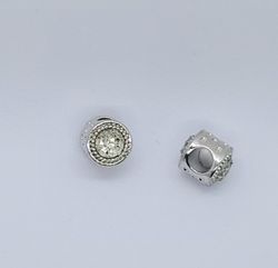 3238 Metallpärla rhinestone vit transparent 10mm