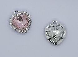 3240 Berlock hjärta rhinestones rosa