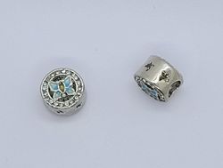 3244 Metall pärla fjäril med rhinestones blå