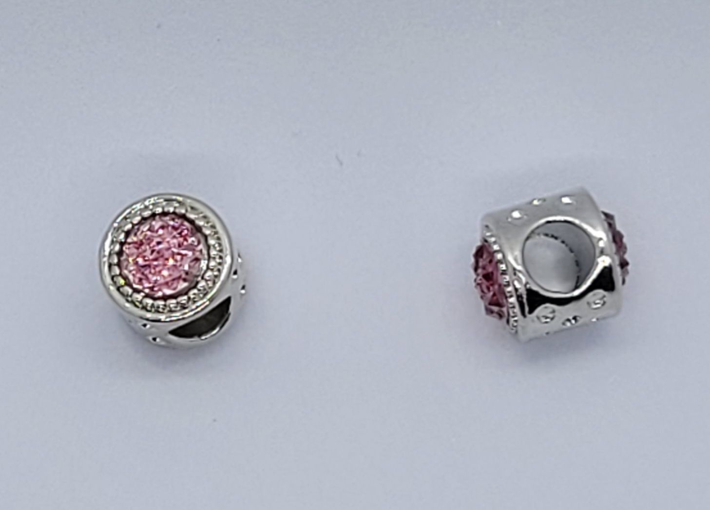 3246 Metallpärla rhinestone rosa 10mm