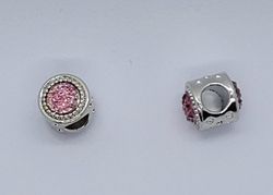 3246 Metallpärla rhinestone rosa 10mm