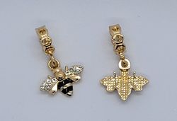 3247 Berlock bi svart emalj och rhinestone guld