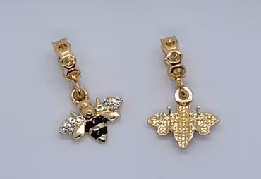 3247 Berlock bi svart emalj och rhinestone guld