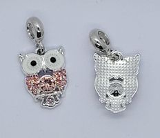 3248 Berlock uggla rhinestones emalj rosa