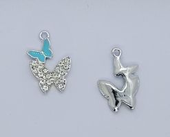 Berlock dubbel hjärta rhinestone emalj