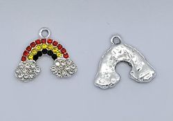 Mellandels pärla dubbel hjärta rhinestone emalj