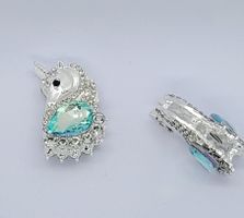 Mellandels pärla dubbel hjärta rhinestone emalj