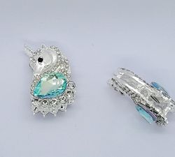 Mellandels pärla dubbel hjärta rhinestone emalj