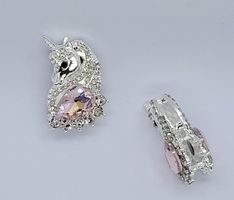 Mellandels pärla dubbel hjärta rhinestone emalj