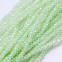 01AB glaspärla imiterad jade fasetterad rondell 3.5×3.8mm ljusgrön piggelin
