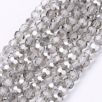 2174 glaspärla fasett rund 4mm gainsboro gråsilver