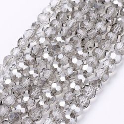 2174 glaspärla fasett rund 4mm gainsboro gråsilver