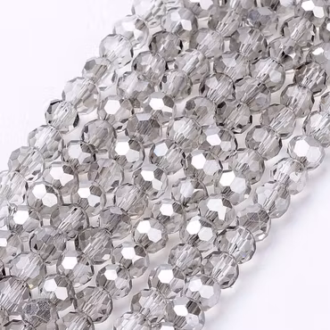 2174 glaspärla fasett rund 4mm gainsboro gråsilver