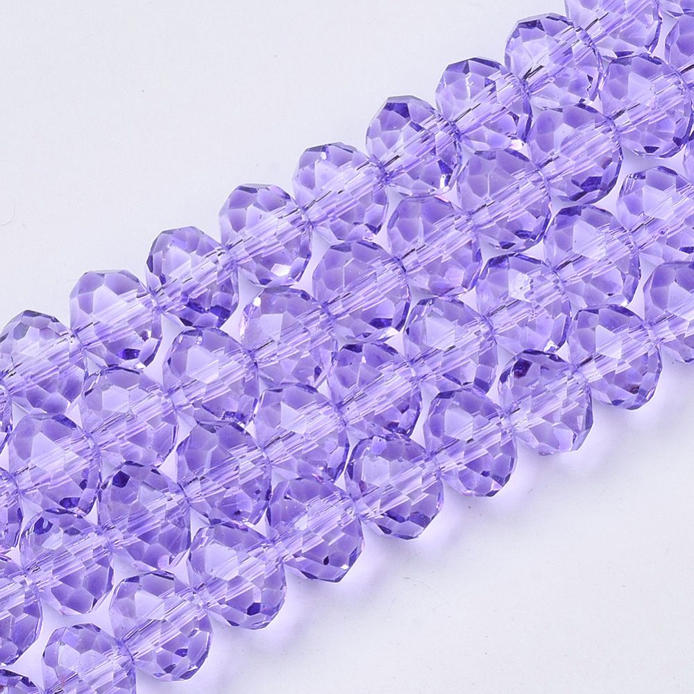 B01 Glaspärla fasetterad rondell 6x4mm lila