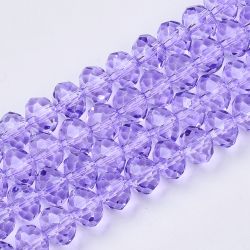 B01 Glaspärla fasetterad rondell 6x4mm lila