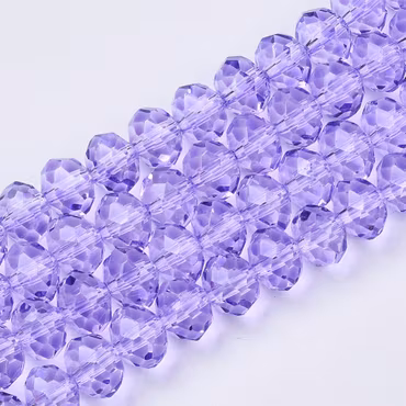B01 Glaspärla fasetterad rondell 6x4mm lila