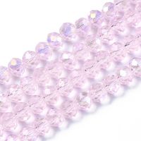 B12 Fasetterad rondell glaspärla 6mm på sträng rosa abskimmer