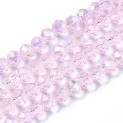 B12 Fasetterad rondell glaspärla 6mm på sträng rosa abskimmer