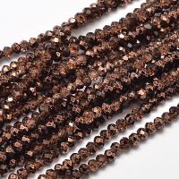 B12 Glaspärla fasetterad färgad rondell 4x3mm kaffe