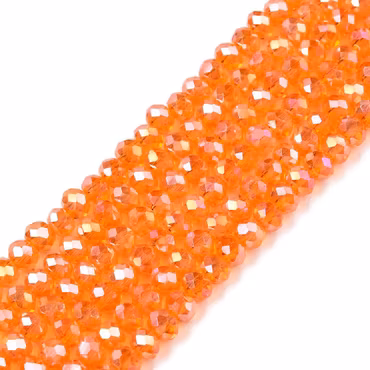 3310 Glaspärla fasett, rondell orangeröd 2,9~3,3x2mm