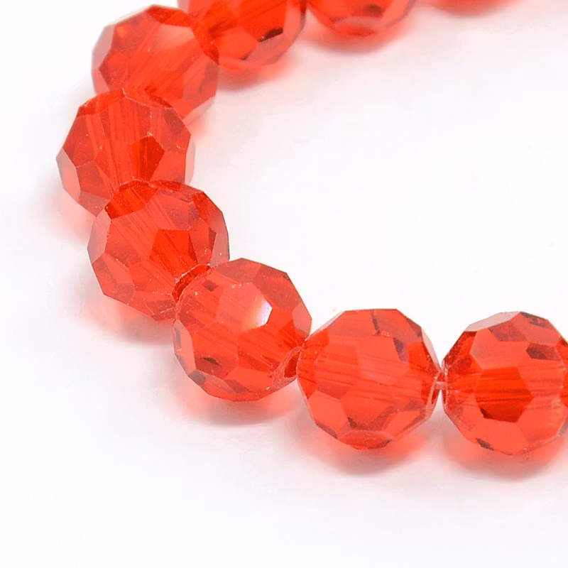 3314 Glaspärla fasettm rund 4mm röd