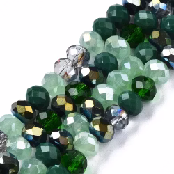 3322 glaspärla fasett rondell 5,5~6x5mm havsgrön mix