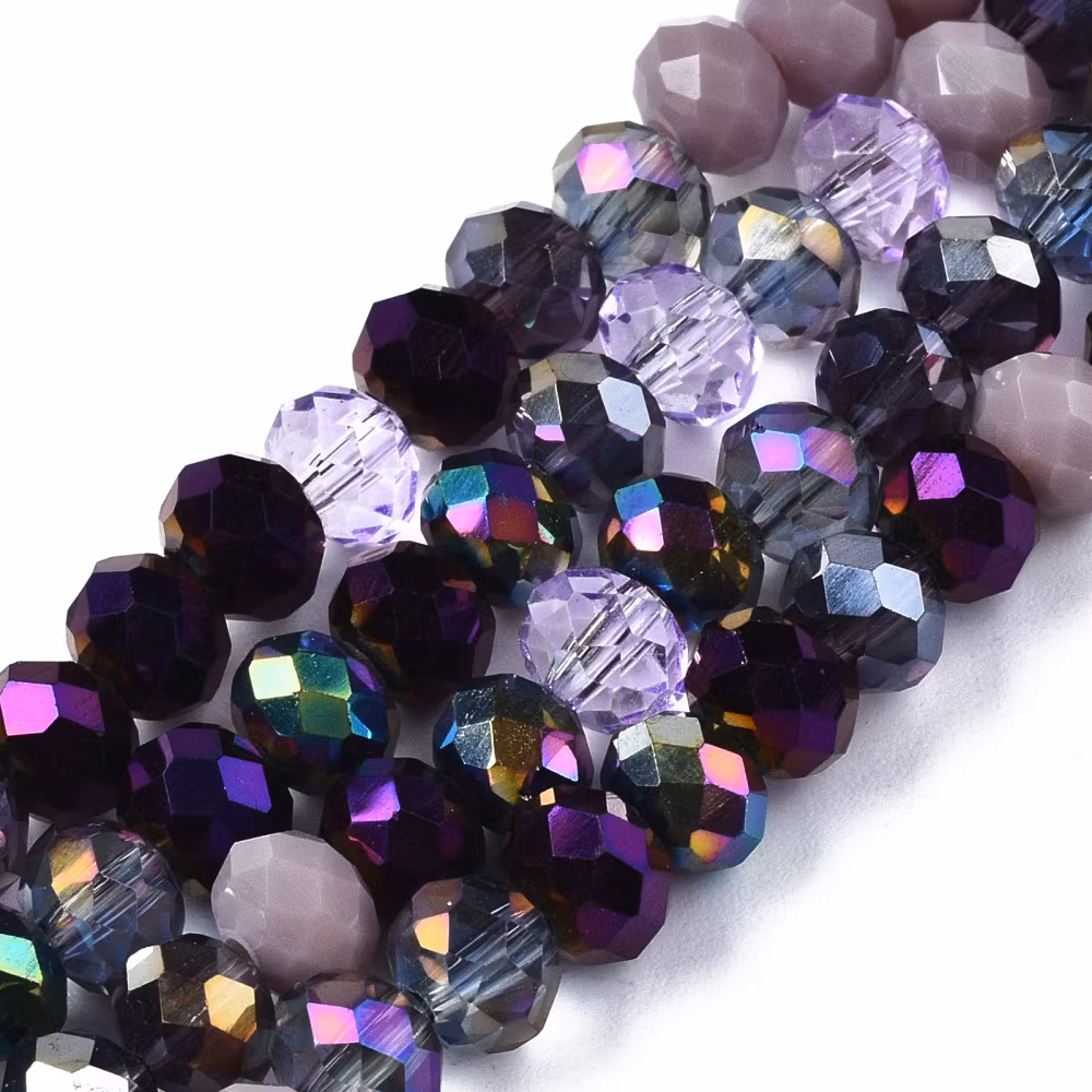 3323 glaspärla fasett rondell 5,5~6x5mm lila mix