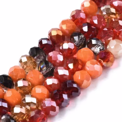 3324 glaspärla fasett rondell 5,5~6x5mm rödorange mix