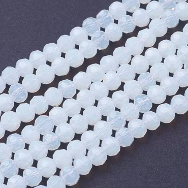 3326 glaspärla fasett rund opalit 4mm