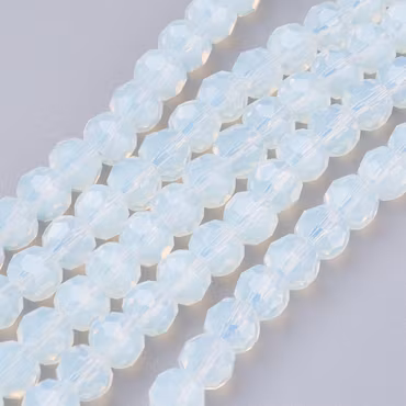 3329 glaspärla opalit fasett rund 6mm