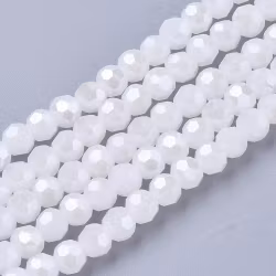 3331 glaspärla jade imitation fasett rund 4mm vit pärlemolyster