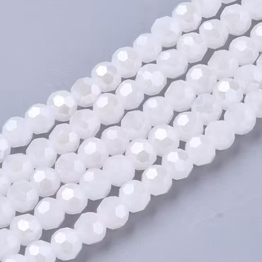 3331 glaspärla jade imitation fasett rund 4mm vit pärlemolyster