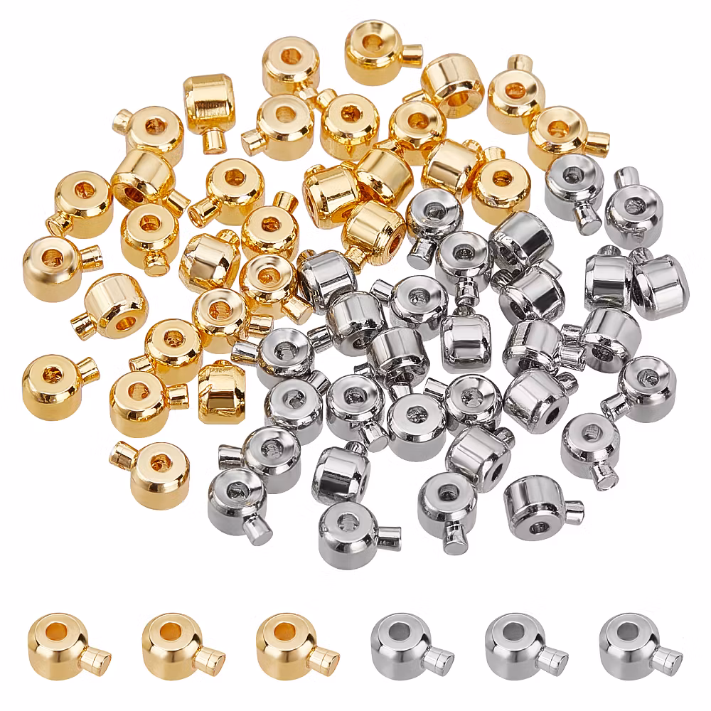 3332 klämpärla med knapp, platinum och guld 60-pack