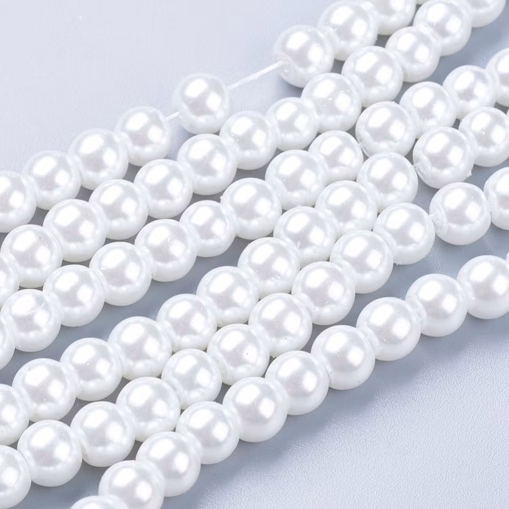 3335 glaspärla rund pärleemo 6mm vit